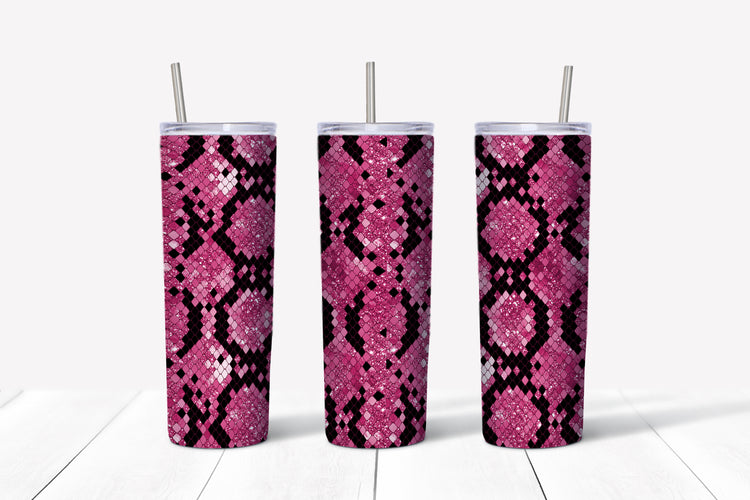 Pink snake sublimation tumbler