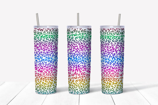multi color leopard print sublimation tumbler