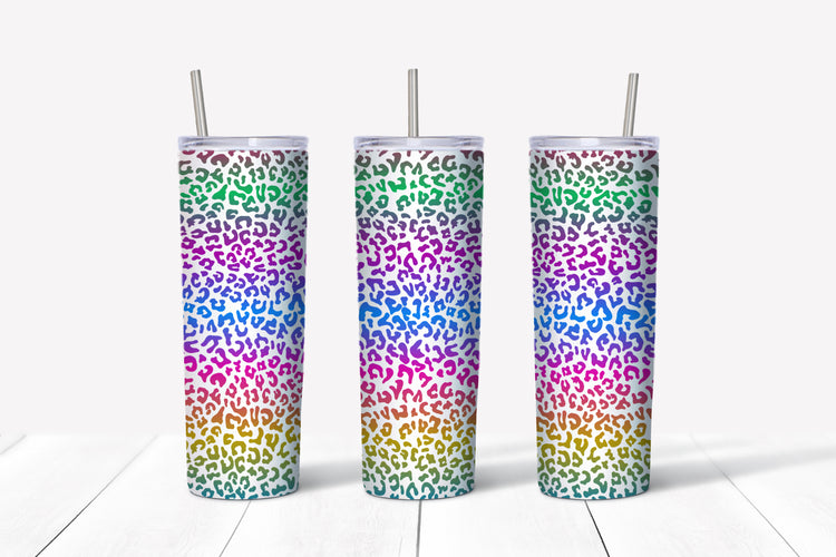 multi color leopard print sublimation tumbler
