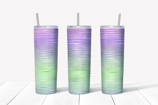 silver/multi colored zebra print sublimation tumbler