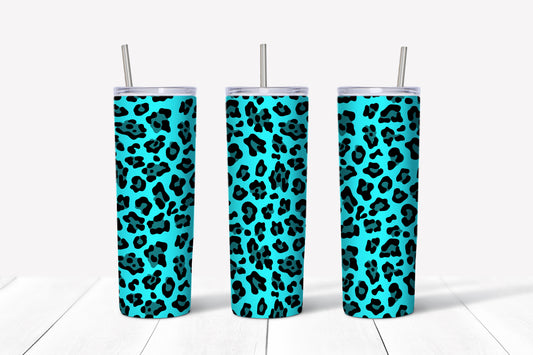 light blue leopard print sublimation tumbler