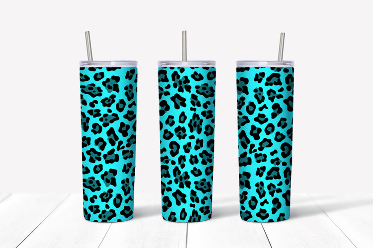 light blue leopard print sublimation tumbler