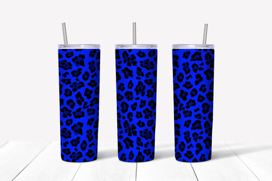 Dark blue leopard print sublimation tumbler