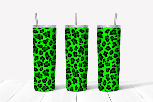Green leopard print sublimation tumbler