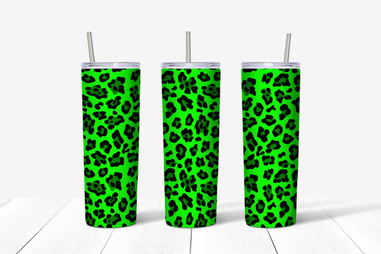 Green leopard print sublimation tumbler