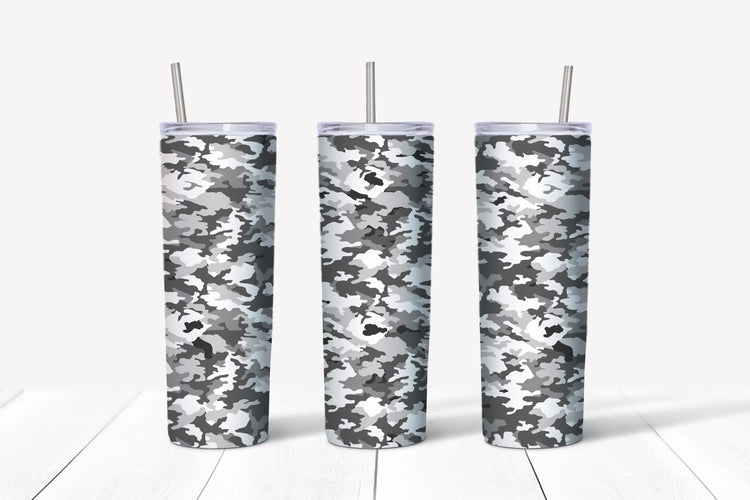 Grey camo sublimation tumbler