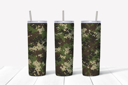 Green digital camo sublimation tumbler