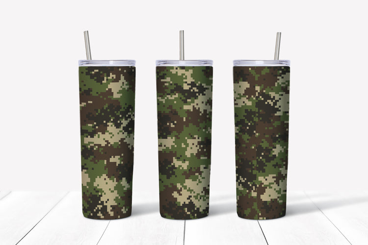 Green digital camo sublimation tumbler