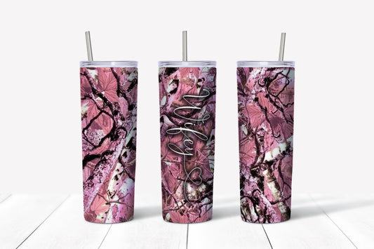 Pink camouflage wifey sublimation tumbler