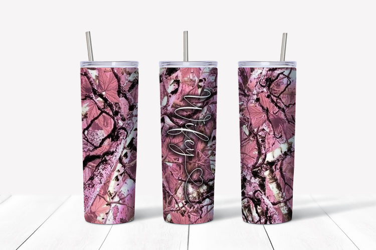Pink camouflage wifey sublimation tumbler