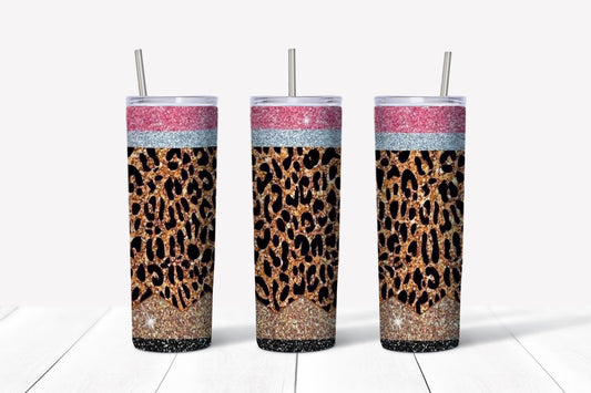 Cheetah pencil sublimation tumbler
