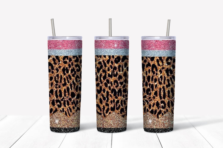 Cheetah pencil sublimation tumbler