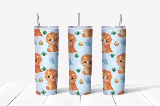 Orange baby dino sublimation tumbler