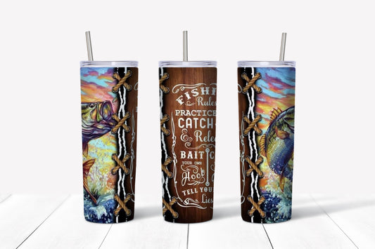 Fishing rules sublimation tumbler