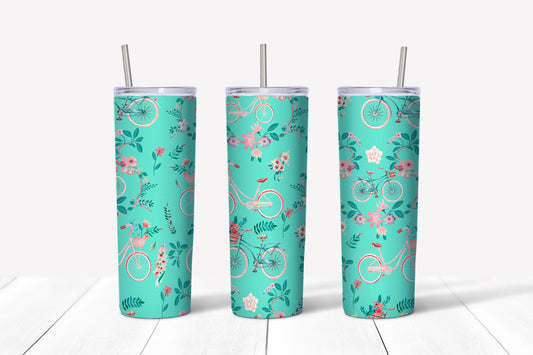 Flowers and bike sublimation tumbler
