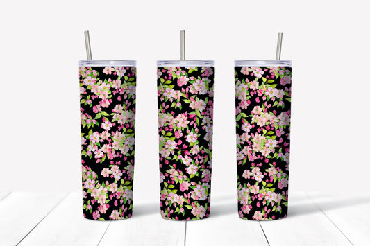 Pink flower sublimation tumbler