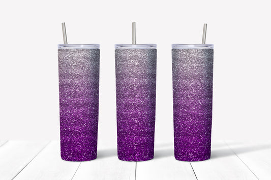Purple Ombre glitter sublimation tumbler