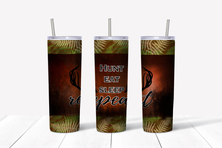Hunt, Eat, Sleep, Repeat sublimation tumbler