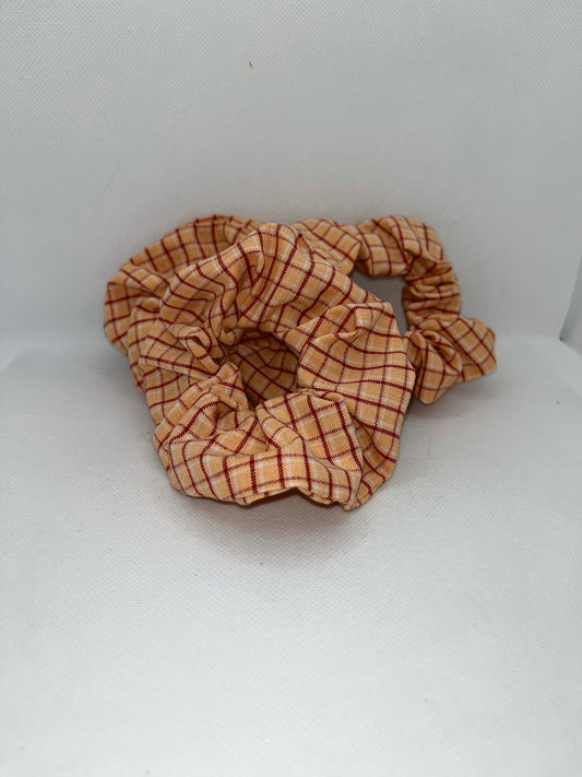 Peach plaid hair scrunchie