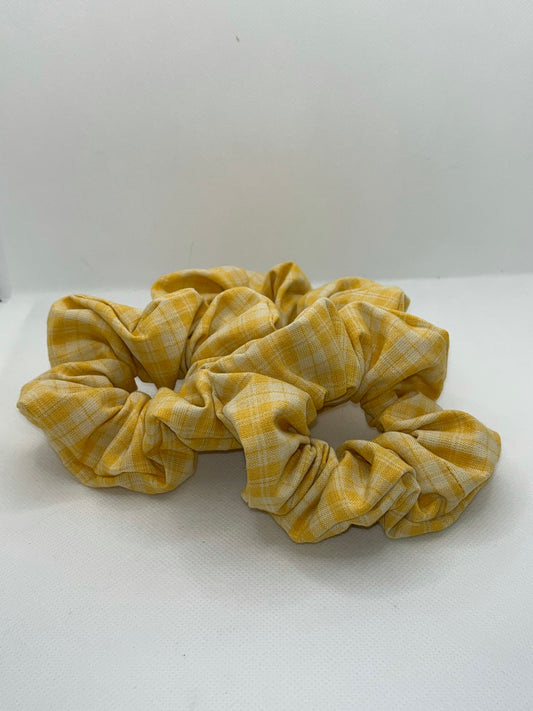 Yellow plaid hair scrunchie