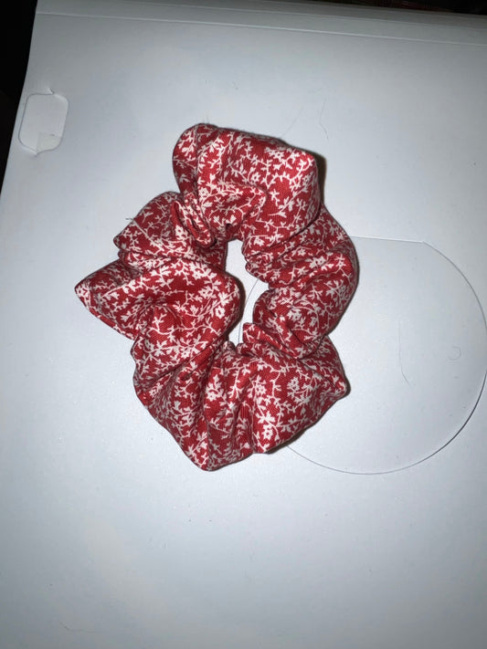 Red floral hair scrunchie