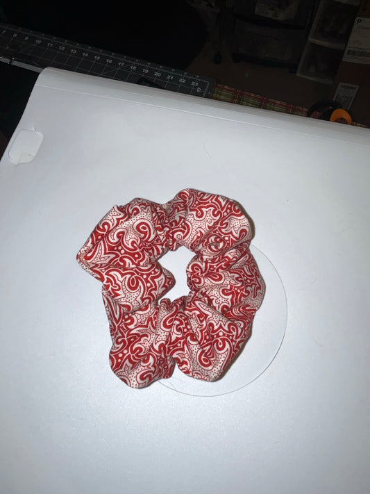 Red paisley hair scrunchie
