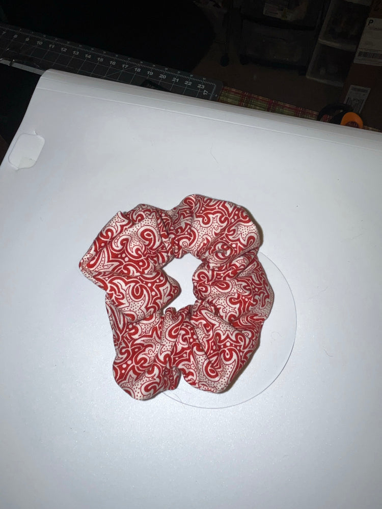 Red paisley hair scrunchie