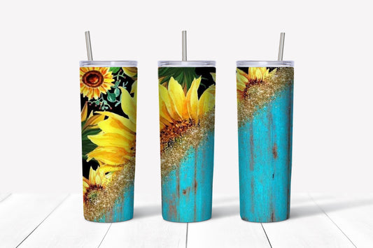Sunflower and wood sublimation tumbler