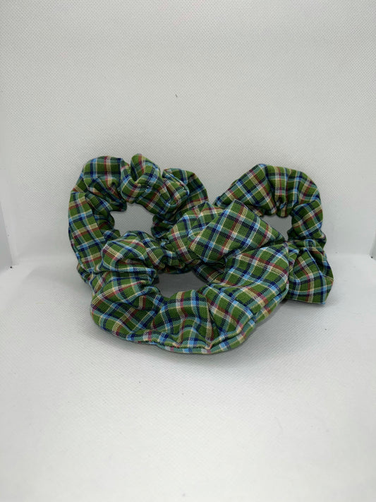 Green plaid hair scrunchie