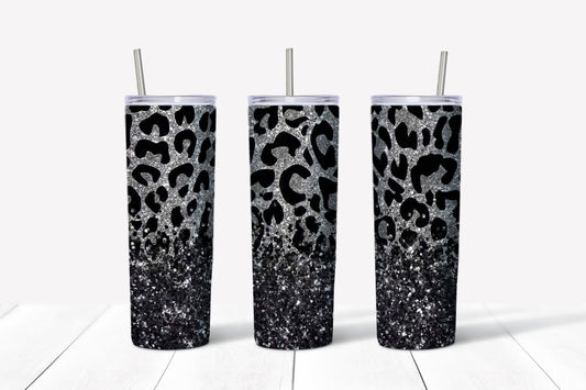 silver leopard print sublimation tumbler